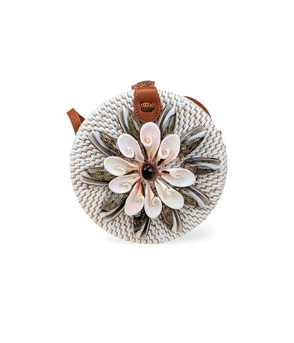 Shell Crossbody, Woven Rattan Purse, Natural Wicker Purse, Chic Handbag