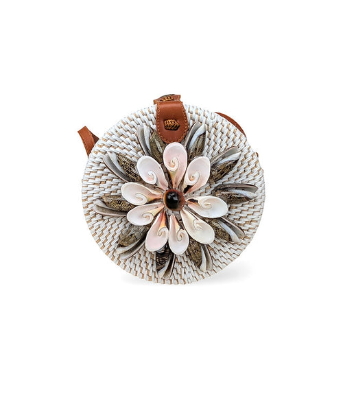 Shell Crossbody, Woven Rattan Purse, Natural Wicker Purse, Chic Handbag